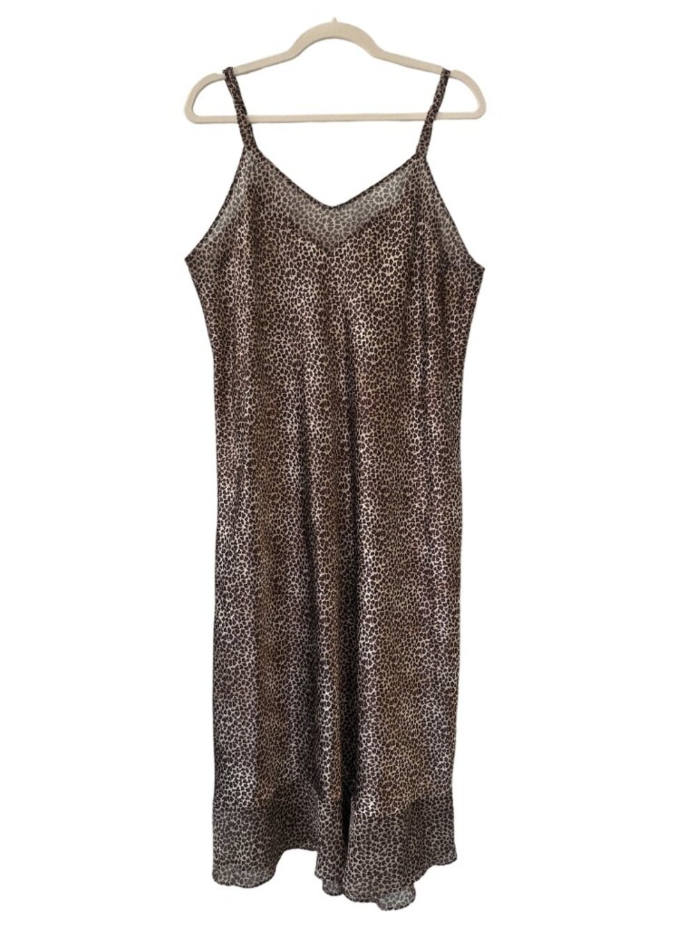 True Beauty By Emme Slip Size 1X Leopard Print Nightgown Brown Lounge Intimate
